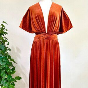 Burnt Orange Velvet Infinity Dress